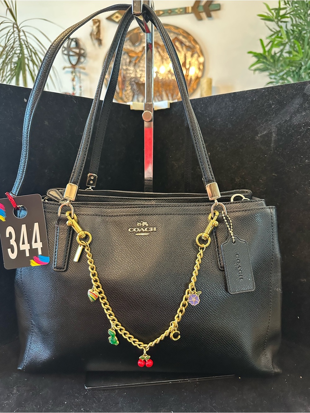 Coach # 344  Christie carryall Black Pebbled Leather Shoulder/Crossbody  Bag
